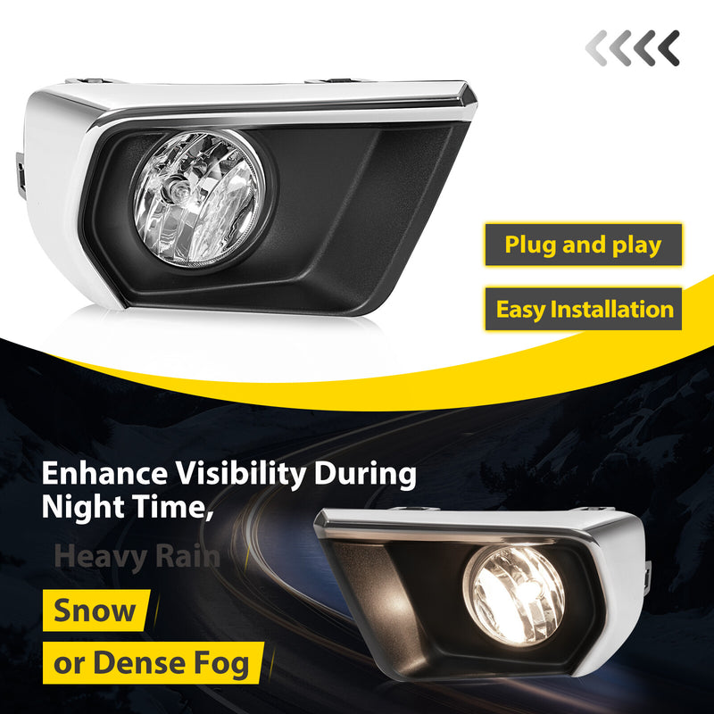 Clear Fog Lights with Chrome Bezel Wires Switch for Chevrolet Colorado 2021-2022