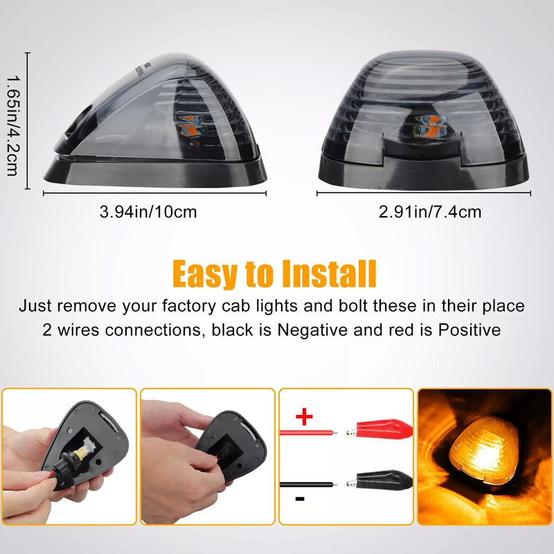 5Pcs Smoke LED Cab Roof Lights Marker Amber for Ford F-250 F-350 F450 Super Duty