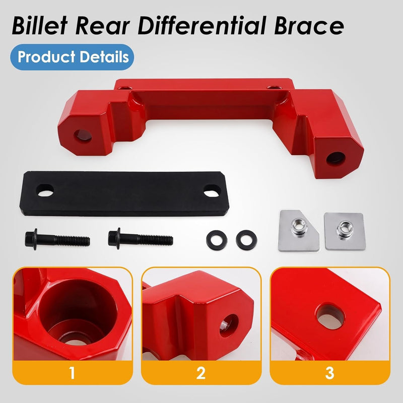 Fit 2015-2023 Dodge Diff Brace Anodized Red SRT Hellcat Scat Redeye Differential