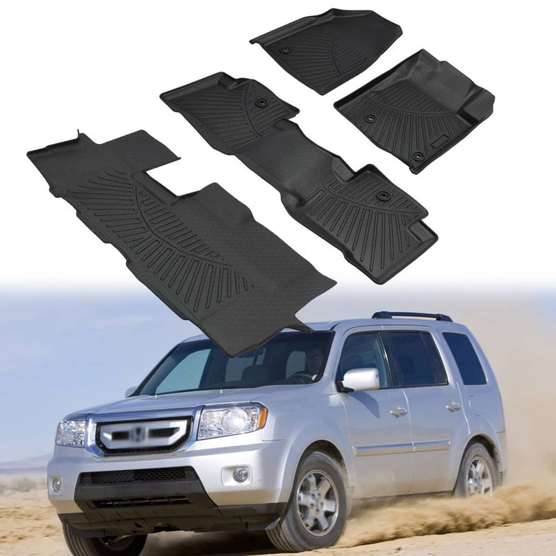 For 2009-2015 Honda Pilot Floor Mats Liner Front 2nd 3rd Row 4 Door Set