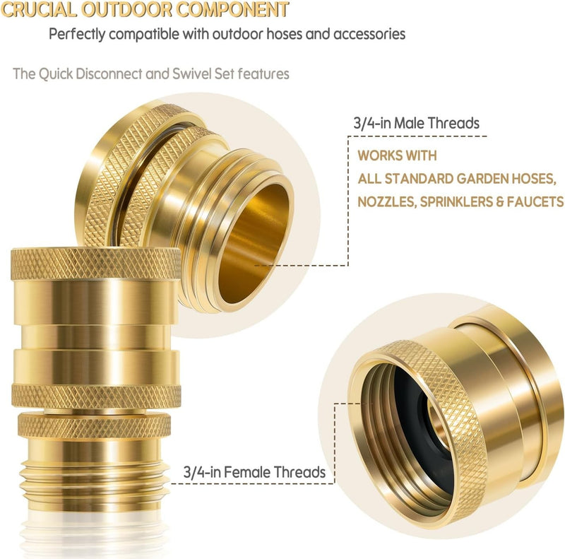 22729 Hose Quick Disconnect Set Heavy Duty Brass 3/4 Inch GHT Male Female