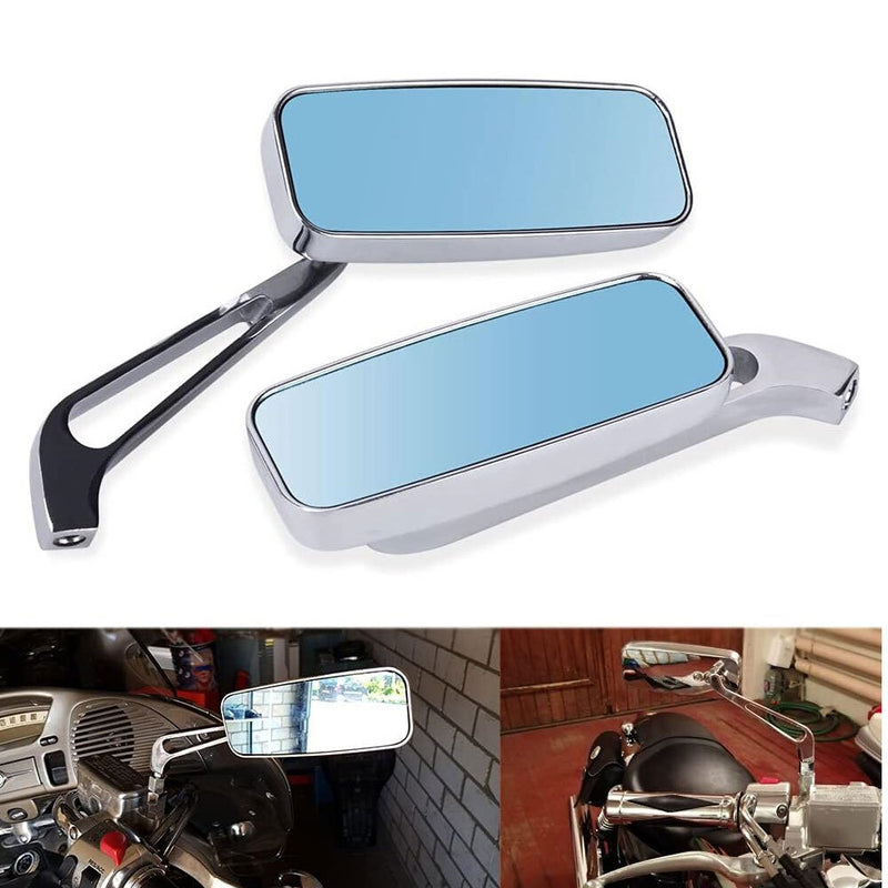 Rectangle Motorcycle Mirrors Custom for Harley Cruiser Chopper Softail Sportster