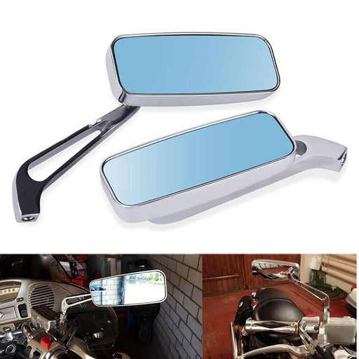 DURAFORCE Rectangle Motorcycle Mirrors Custom for Harley Cruiser Chopper Softail Sportster