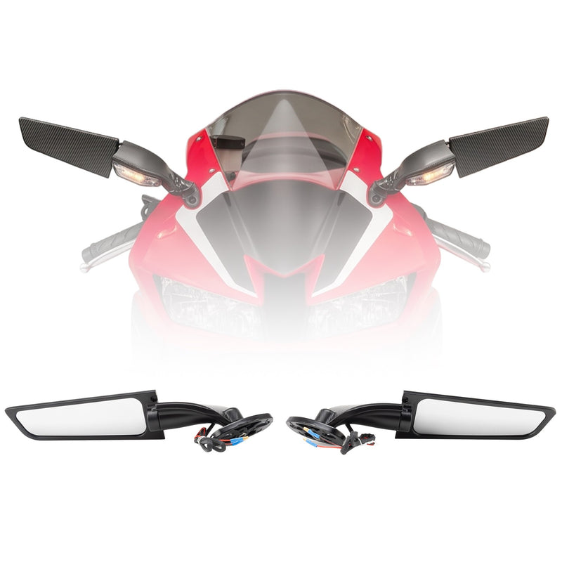 Upgrade Wind Wing Side View Mirrors w/ Turn Signal for Kawasaki Ninja 400 2018-2