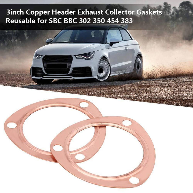 3" Copper Header Exhaust Collector Gaskets Flanges Universal 3 Bolt 2Pcs
