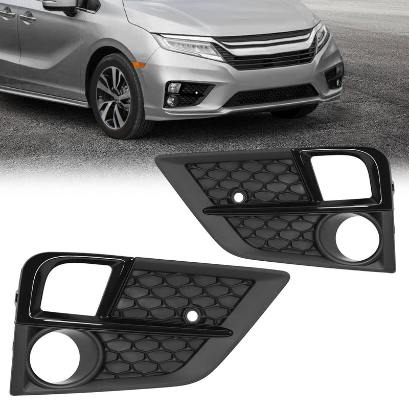 DURAFORCE Fog Light Cover Front Bumper Lamp Bezel for Honda Odyssey 2018-2020 Black Pair