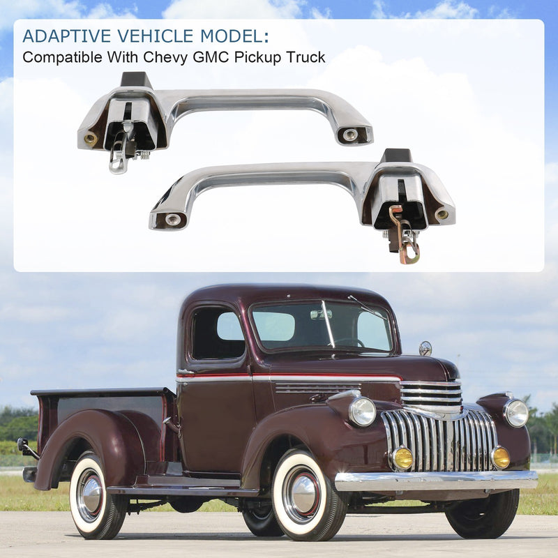 Chrome Outside Exterior Door Handle LH RH Set for Chevy GMC Pickup Truck Pair