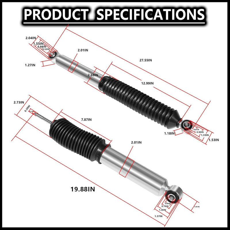 5100 Series Front & Rear Monotube Shocks for Silverado Sierra 1500 2500 3500 HD