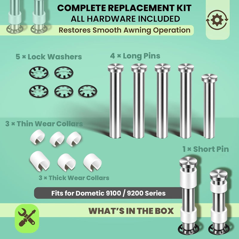 8952002.400B Awning Arm Pin Fasteners Kit for Dometic 9100 9200 Power Awning