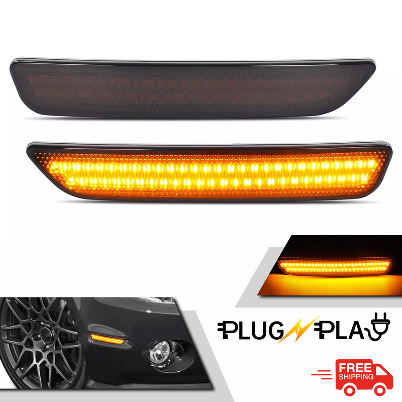 LED Bumper Side Marker Light Smoke Lens Amber for Ford Mustang 2010-2014 2X