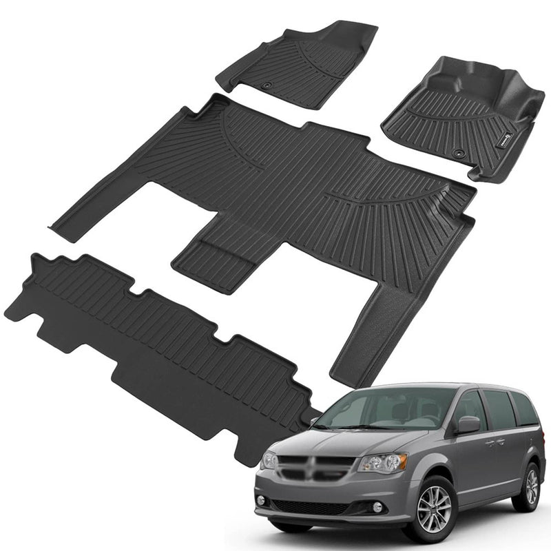 TPE Floor Mats for Dodge Grand Caravan 2008-2020 7 Seats All Weather Liner