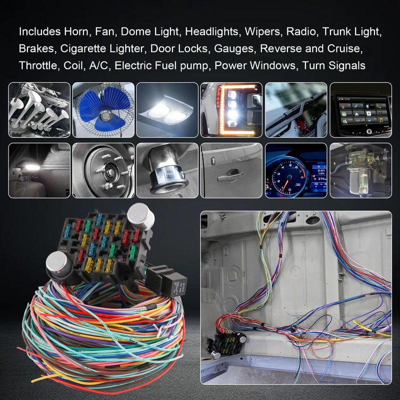 21 Circuit Wiring Harness for Chevy Ford Hotrods Universal Extra Long Wire