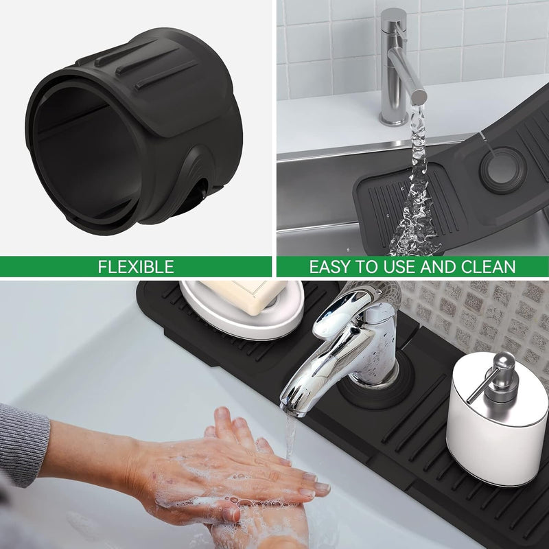 Silicone Faucet Drain Mat Drip Catcher Tray Kitchen Sink Splash Guard Slip Pad