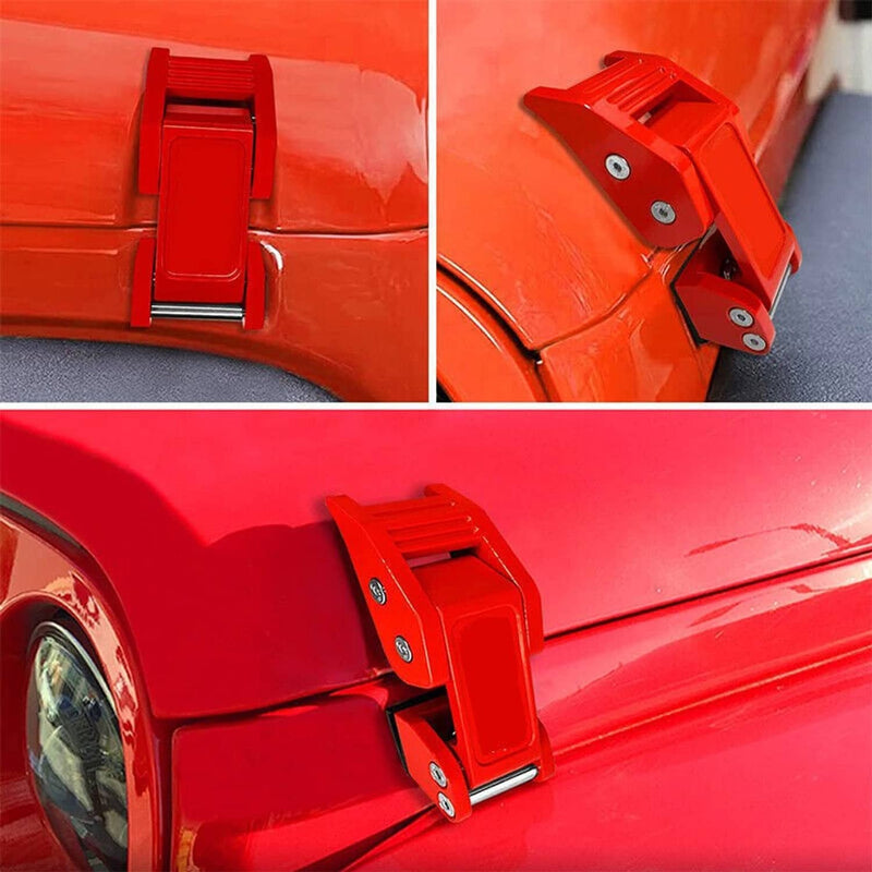 Red Aluminum Hood Latch Lock Catch Buckle Flag for 2007+ Jeep Wrangler JK JL