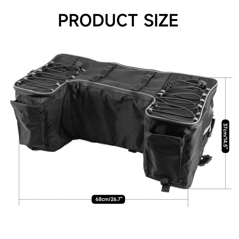 Removable Large ATV Rear Seat Bag Storage Bags Frame Rack Bag w/Cushion Black