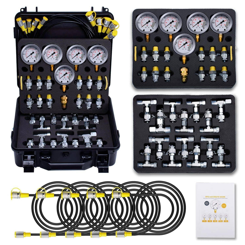 60Mpa Hydraulic Pressure Test Set 5 Gauges 13 Couplings 14 Tee Connectors