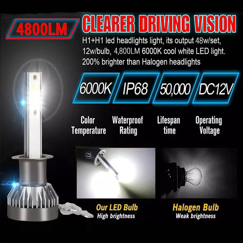 6000K LED Headlight Hi-Lo Beam Fog Light Bulbs for Cadillac Escalade
