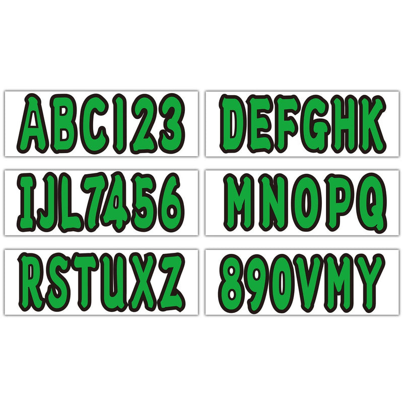 DURAFORCE 3" Marine Boat Sticker Decal A-Z Letters 0-9 Numbers Green 4 Sets