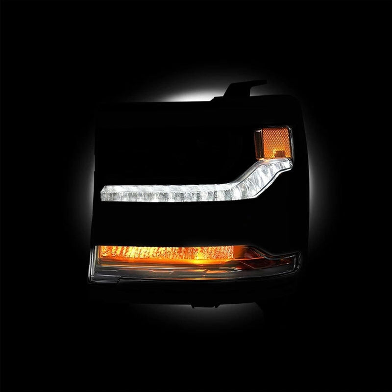Pair Chrome Headlights for Chevy Silverado 1500 2016-2018 HID Xenon Headlamps 2