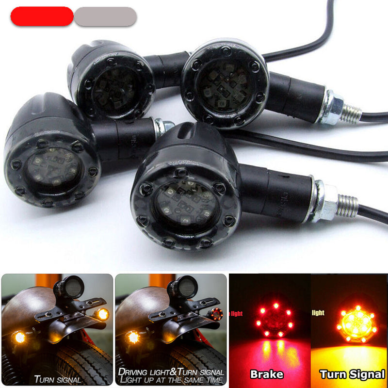 LED Turn Signal Indicators Dual for Sports Motorcycle Dirt Bike 4x Blinker