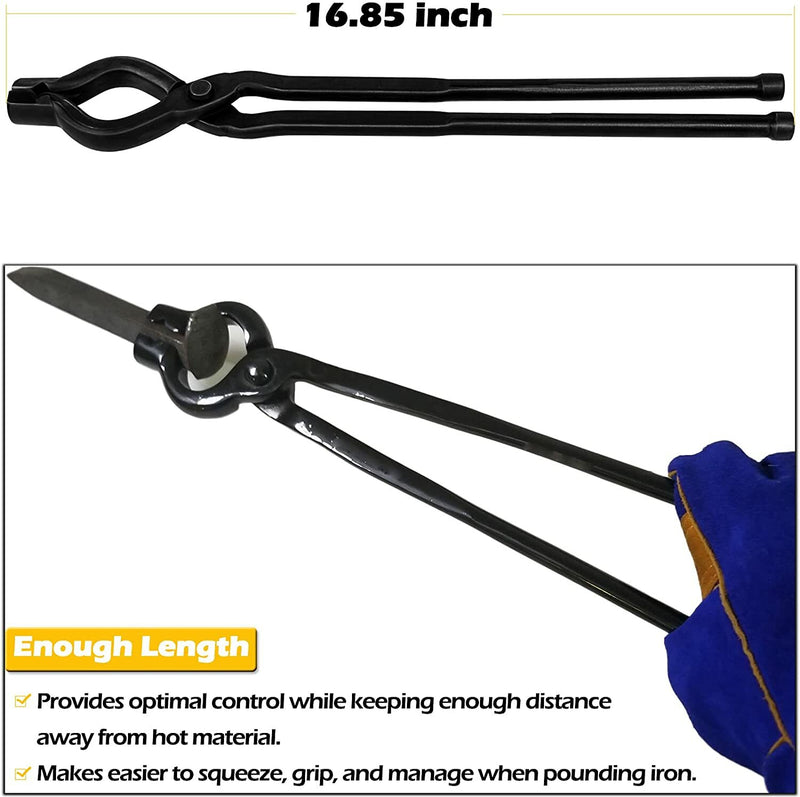 17 Inch V-Bit Bolt Knife Making Blacksmith Tongs Bladesmith Wolf Jaw Anvil Forge
