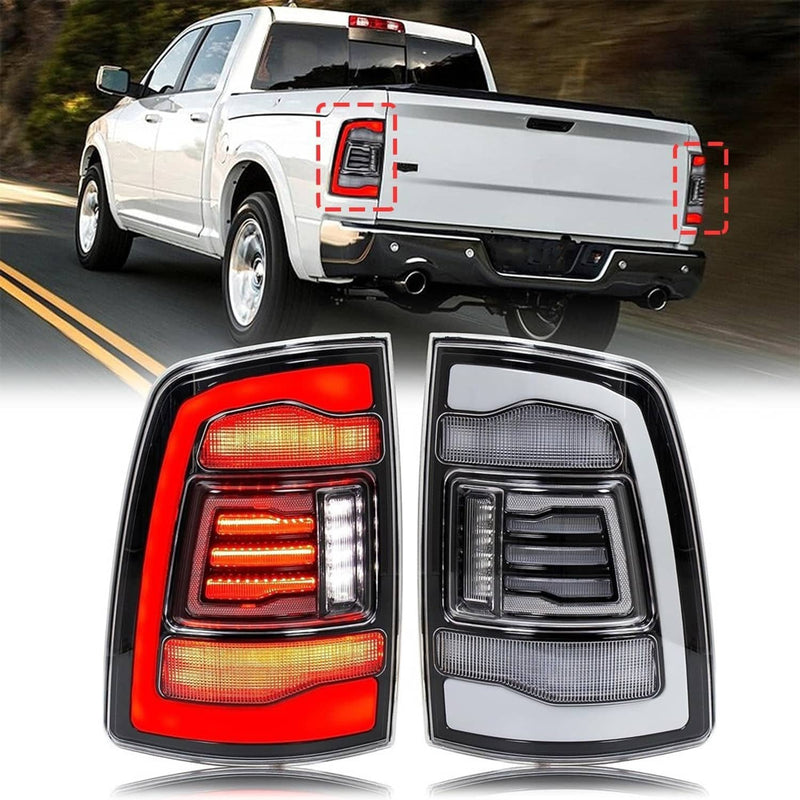 LED Tail Light Pair for Dodge Ram 1500 2500 3500 2009-2018 Clear Lens Rear