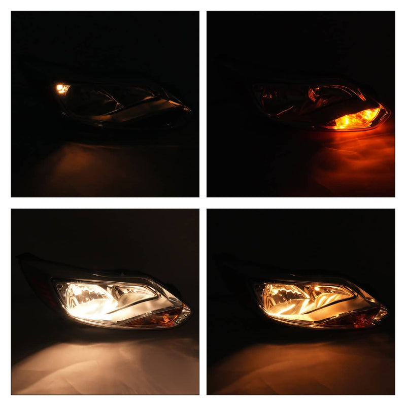 DURAFORCE Chrome Headlight Headlamp Replacement Passenger Side for Ford Focus 2012 13 14