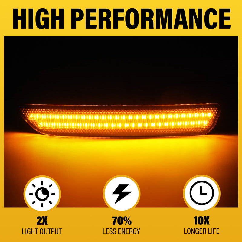 LED Bumper Side Marker Light Smoke Lens Amber for Ford Mustang 2010-2014 2X