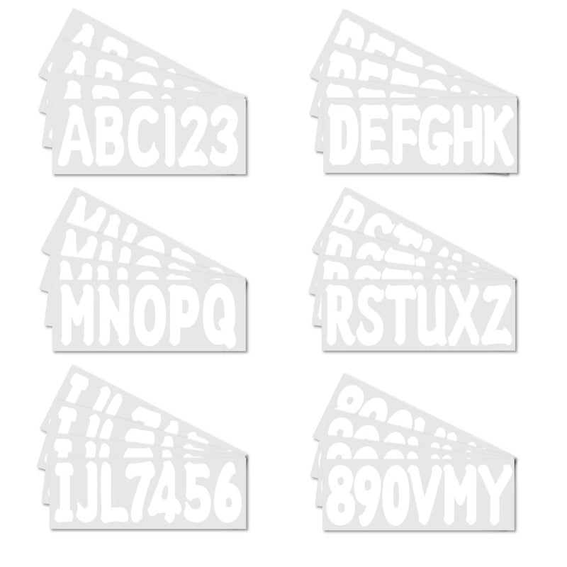 DURAFORCE Marine Boat White Sticker Decal A-Z Letters And 0-9 Numbers 3" 4 Sets