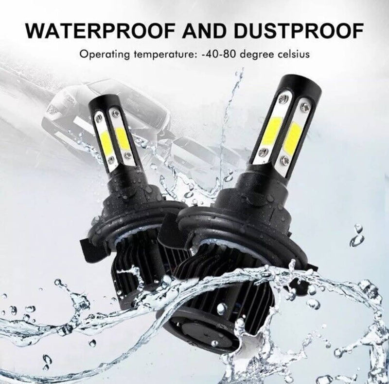 4-Sides H13 9008 LED Headlight Bulb for Ford F-150 2004-2014 High Low 6000K
