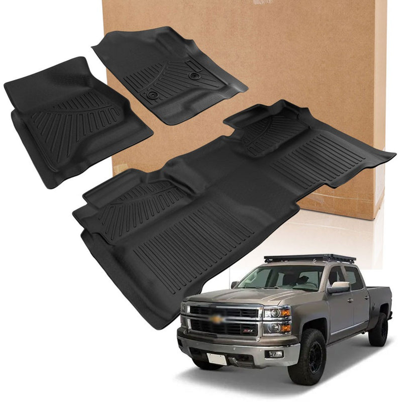 TPE Floor Mats All Weather for 2014-2018 Chevy Silverado Crew Cab