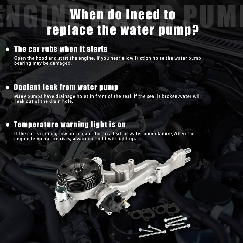 Water Pump with Thermostat for 2014-2020 Chevy Silverado GMC Sierra Cadillac