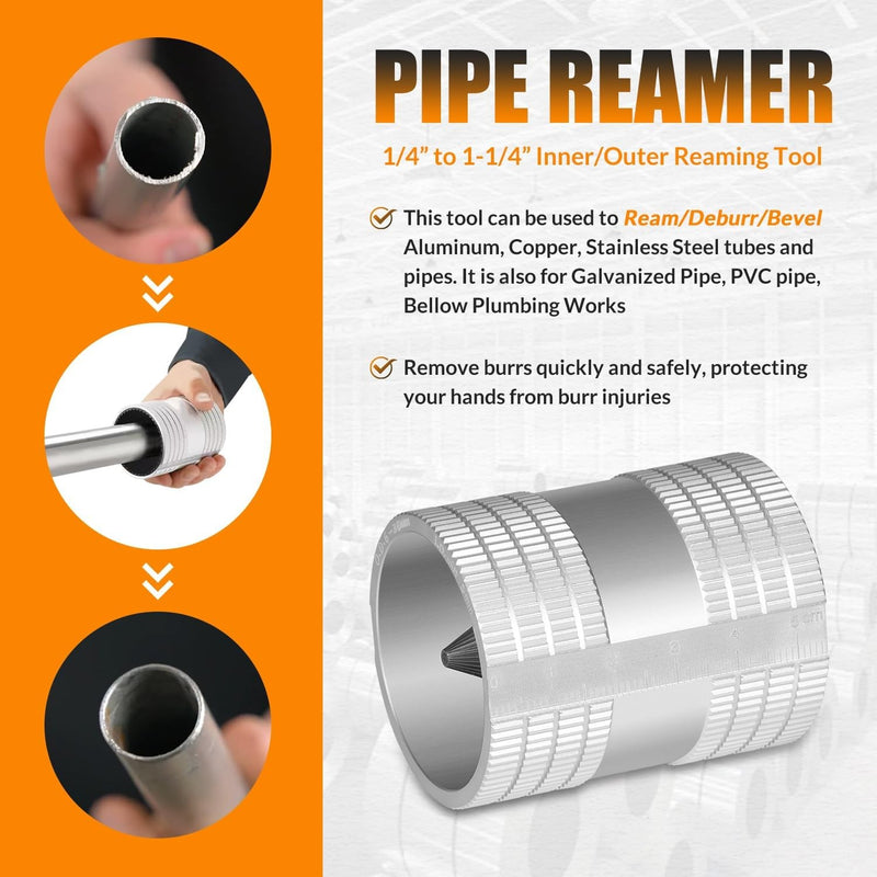 Reaming Tool for Copper Stainless Steel Tubing Pipe Reamer Sizes 1/4" to 1-1/4