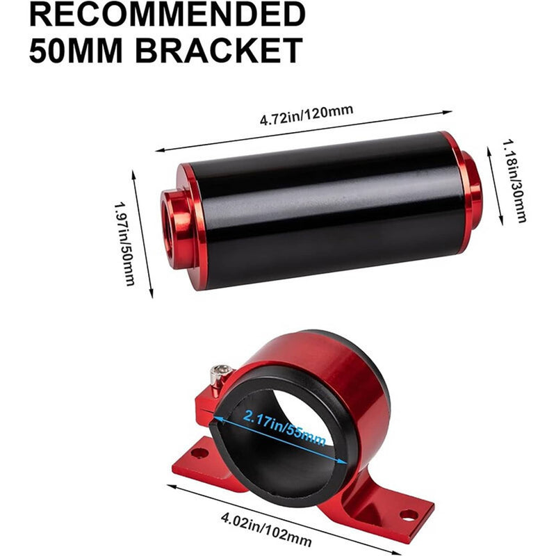 Inline Fuel Filter 100 Micron Cleanable AN6 AN8 AN10 Adapter Universal High Flow