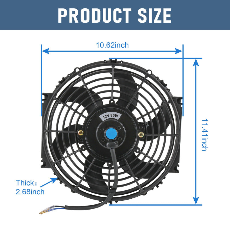 Universal 10" Slim Pull Push Racing Electric Radiator Engine Cooling Fan 2X