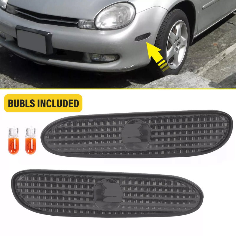 Front Smoke Bumper Side Marker Lights Lamp for Dodge Neon 2000-2005 LH & RH Pair