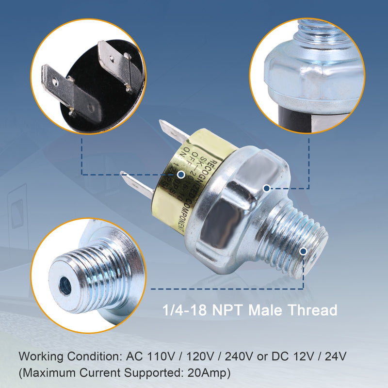 12V Air Pressure Control Switch Valve for Horn Compressor Tank 120-150 PSI