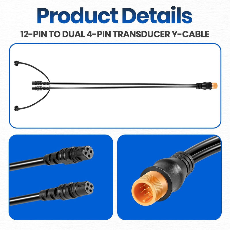 010-12234-05 12-Pin To Dual 4-Pin Transducer Y-Cable for Garmin echoMAP Striker