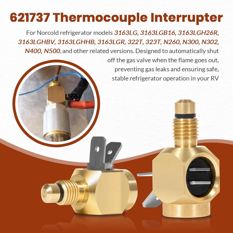 619154 621737 622746001 Thermocouple & Gas Valve 2Pcs Replacement Kit