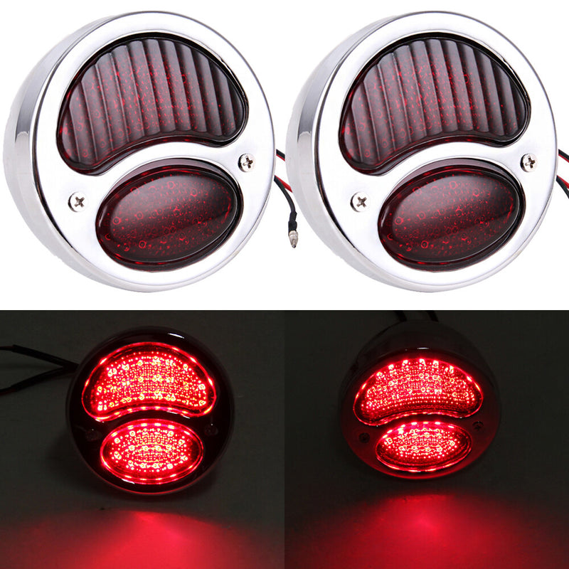 Chrome LED Tail Lights Brake Stop for Ford Model A Hot Rat Street Rod 2x