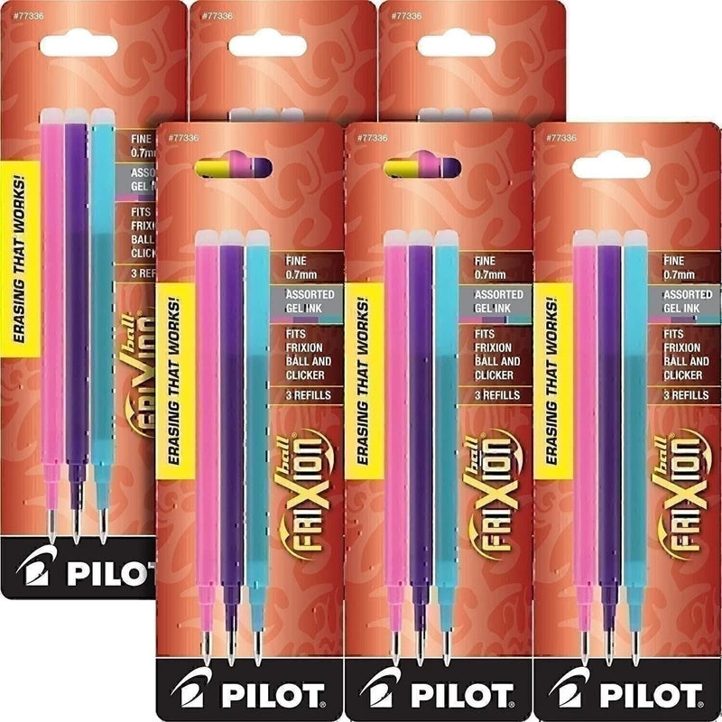 77336 Ink Refills for Pilot Frixon Erasable Gel Ball Pens Assorted 6 Pack