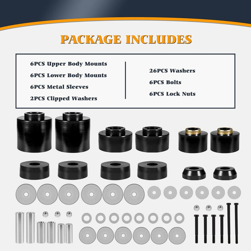 4.4123R Body Mount Bushing Set Kit for Ford F150 F250 F350 2WD 4WD 1980-1998