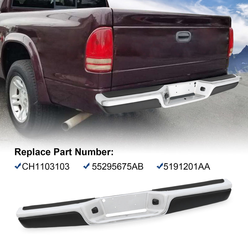 Rear Step Bumper Assembly Chrome Steel for Dodge Dakota 1997-2004 Fit