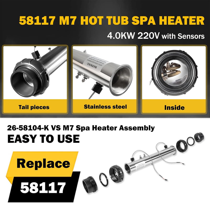 58117 Spa Heater Assembly for Balboa 26-58104-K M7 VS 4.0KW 220V