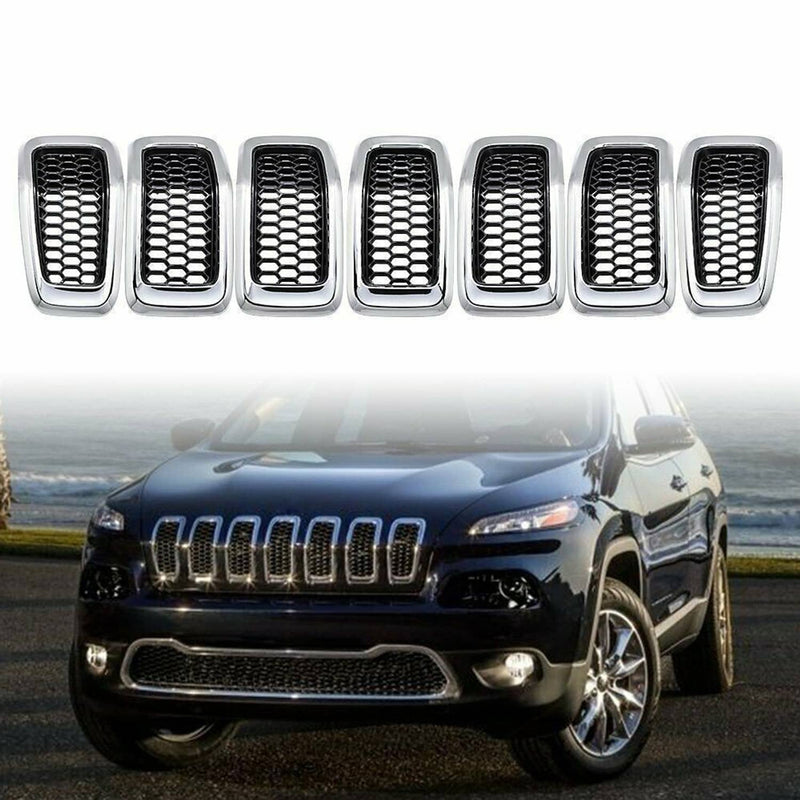Chrome Front Bumper Grille Insert Honeycomb Mesh for 2014-2018 Jeep Cherokee
