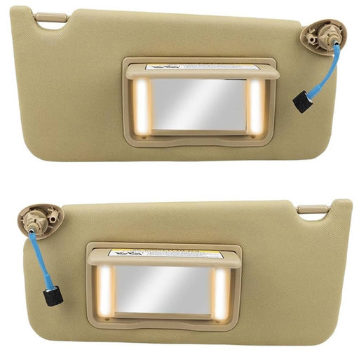 DURAFORCE 83280-TA5-A51ZA Tan Sun Visor Pair for Honda Accord 2008-2017 Light Mirror