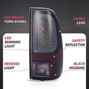 DURAFORCE Black Smoke LED Tube Tail Light Brake Lamp for Ford F150 97-03 F250 F350 99-07