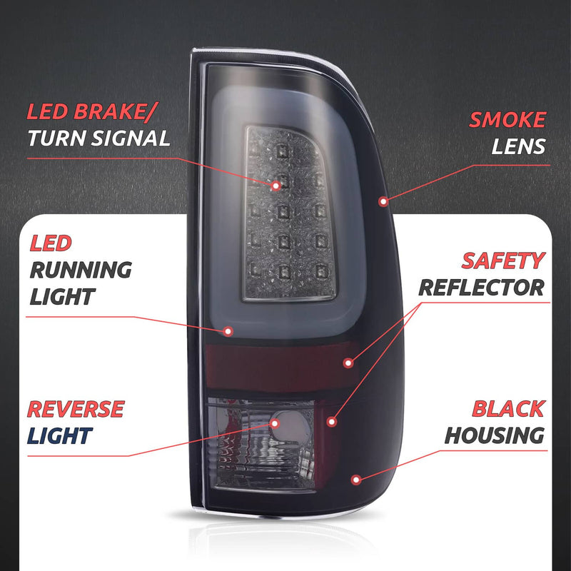 DURAFORCE Black Smoke LED Tube Tail Light Brake Lamp for Ford F150 97-03 F250 F350 99-07