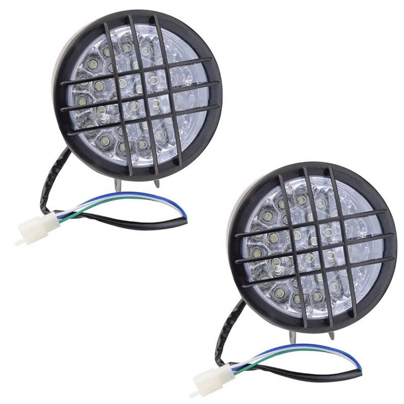 2Pcs LED Headlight Lens Bulbs Grills for Yamaha Banshee Warrior 350 1987-2006