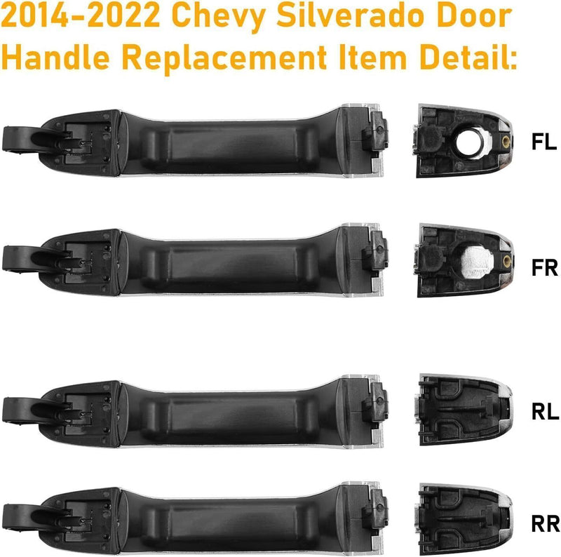 4Pcs Chrome Exterior Door Handle for Chevrolet Silverado 1500 2014-2017 22923598